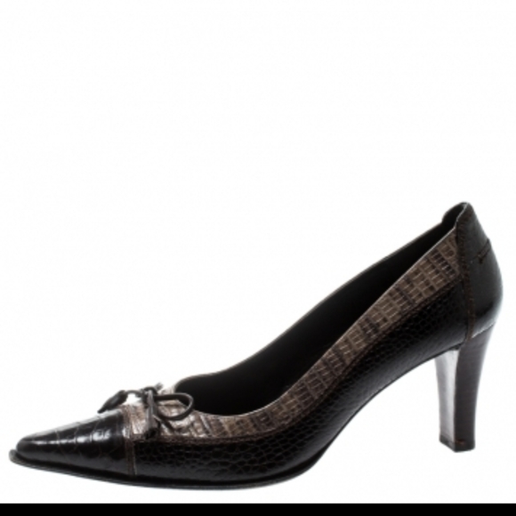 Stuart weitzman croc lizard embossed pointed pumps - Picture 3 of 10